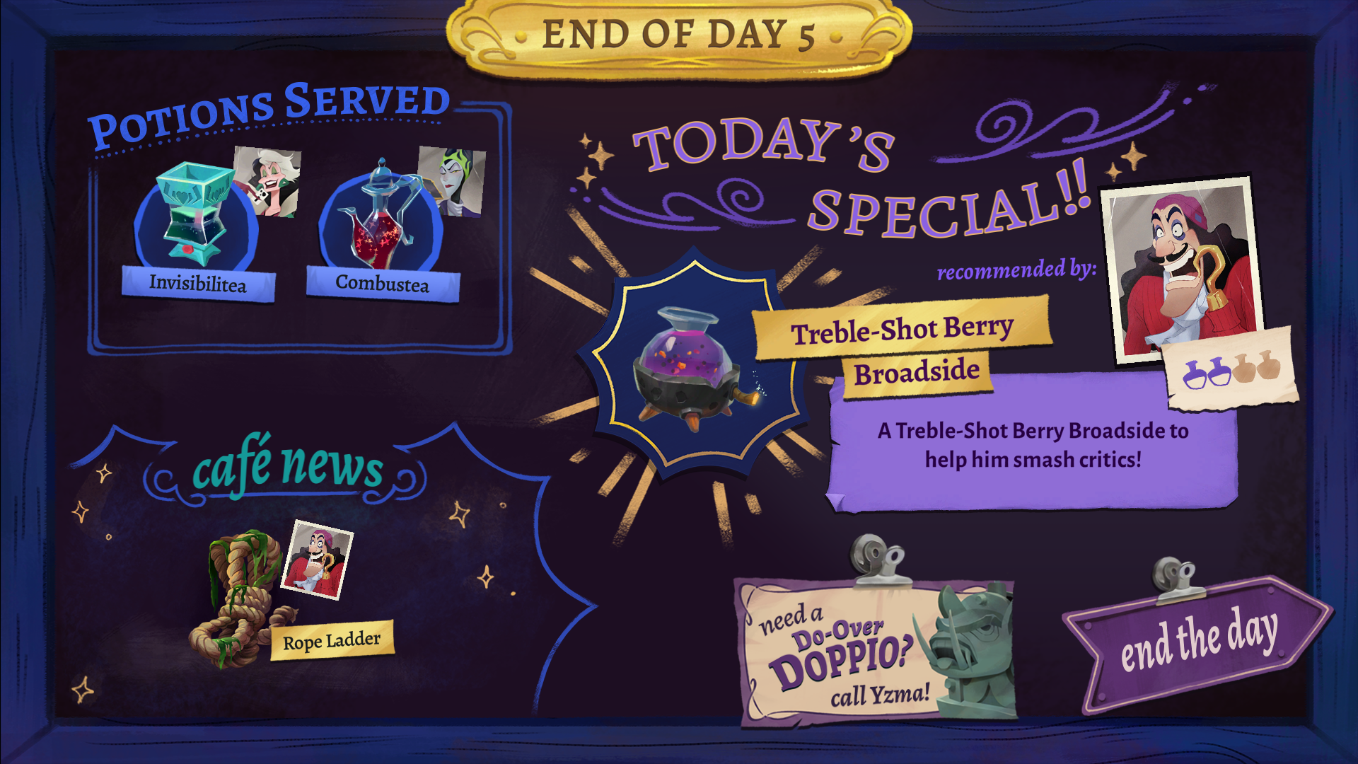End of Day Screen